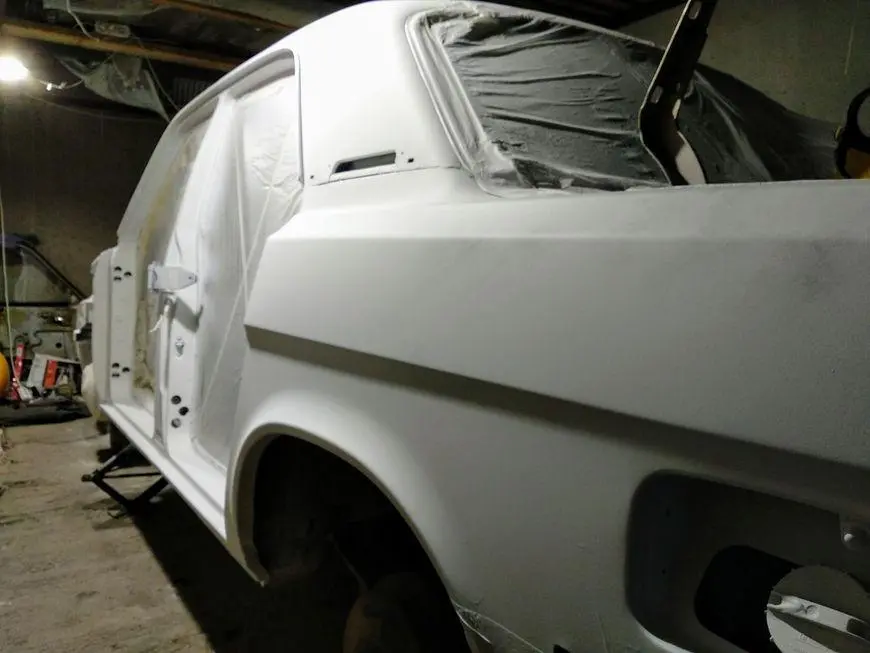 View of the primed rear fender