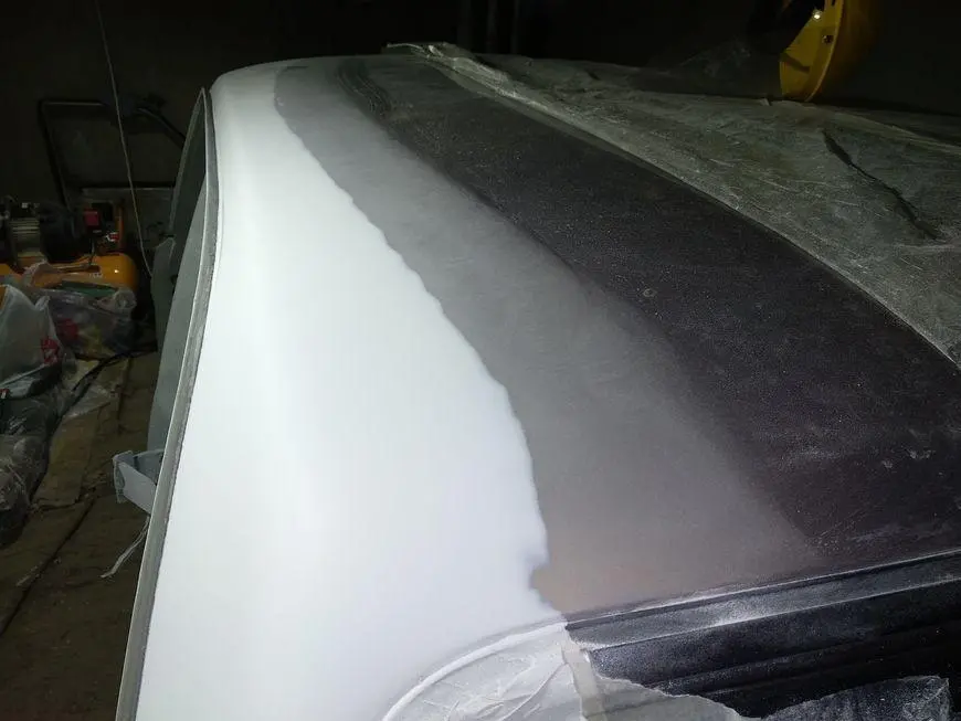 Roof sanding transition boundary - rear view
