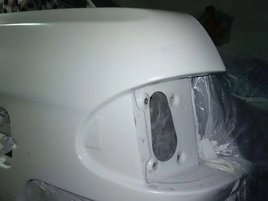 Rear of rear left fender primed two coats with primer HB BODY 970