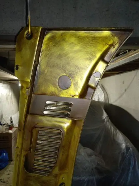 Acid primed wiper panel - inside top view