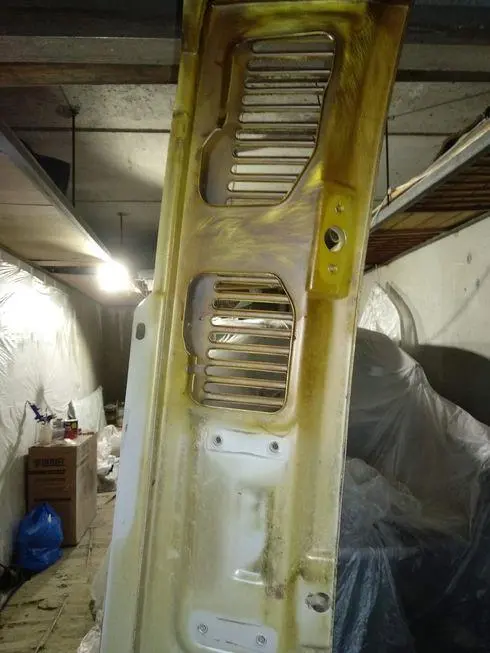 Acid primed wiper panel - inside middle view