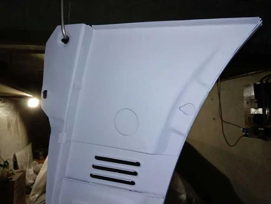 Wiper panel with filler primer - inside top view