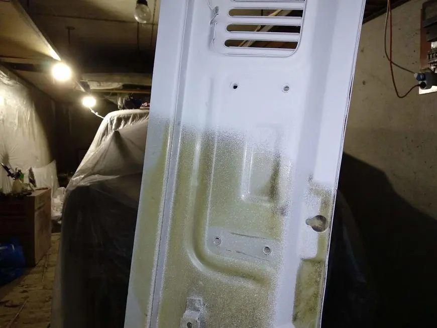 Wiper panel with filler primer - inside view from below