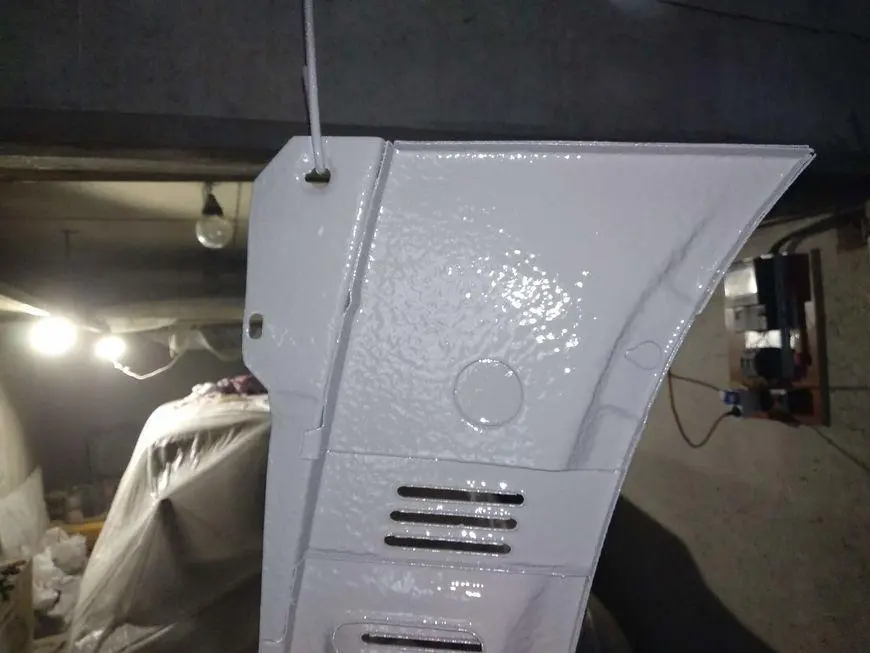Wiper panel with anti-gravel applied - inside top view