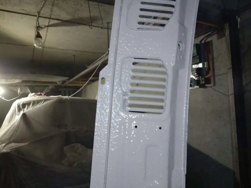 Wiper panel with anti-gravel applied - inside middle view