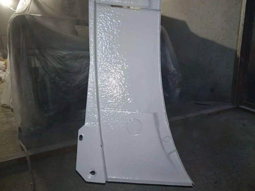Wiper panel with anti-gravel applied - inside top view