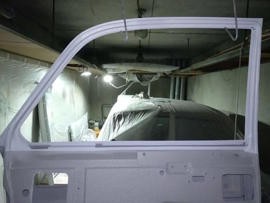 Shelves of a rented garage - view from the gate