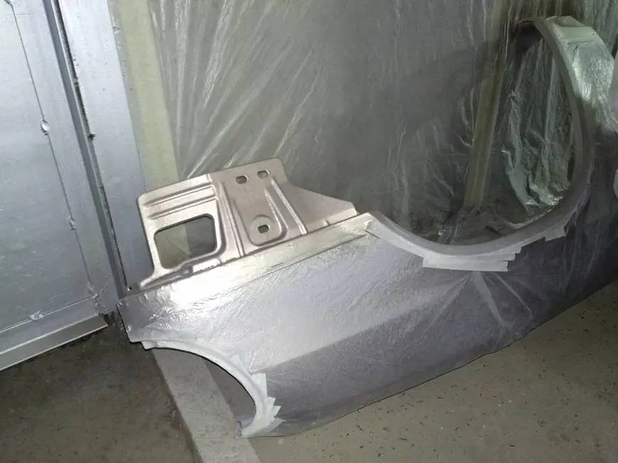 Body after coating it with anticorrosive and painting