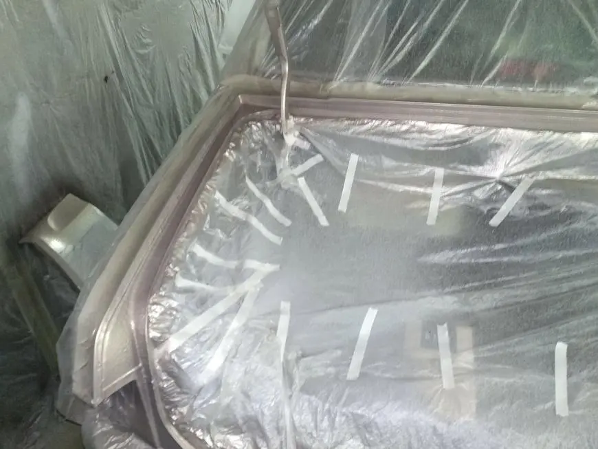 Body after coating it with anticorrosive and painting