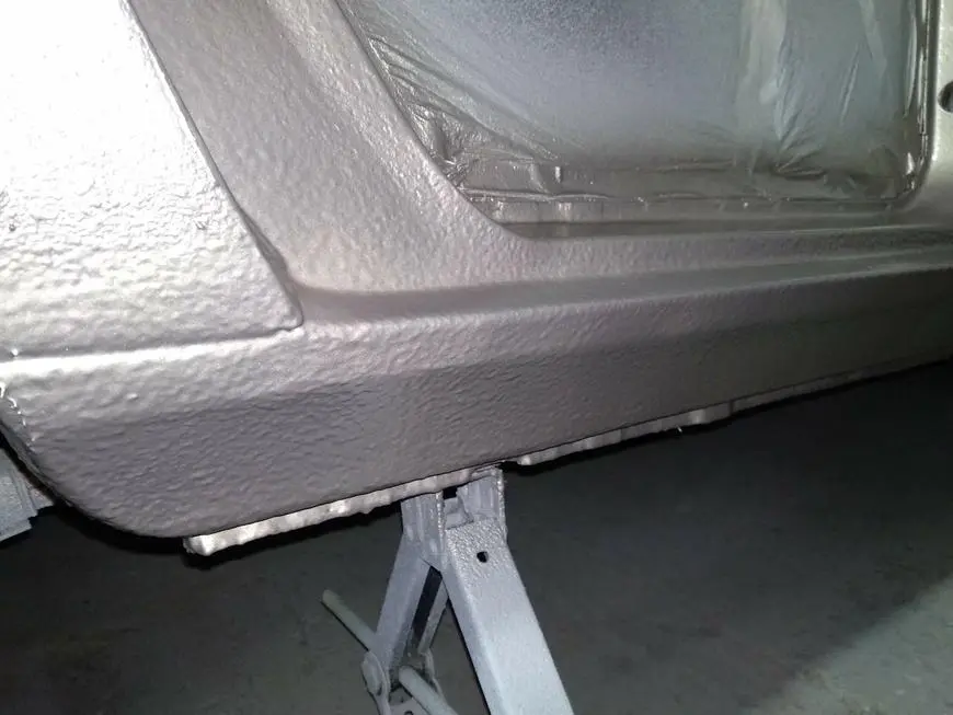 Body after coating it with anticorrosive and painting