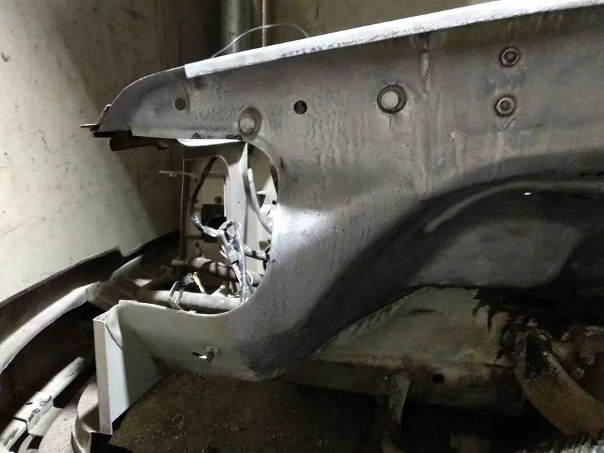 Mudguard front treated once with rust converter and acid cleaned