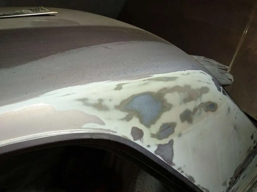 Rear pillar finished with sandpaper