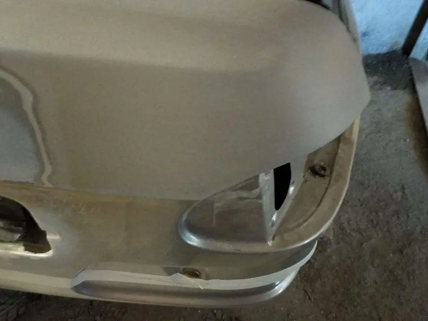 Rear fender corner sanded